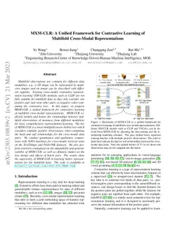 MXM-CLR: A Unified Framework for Contrastive Learning of Multifold
  Cross-Modal Representations