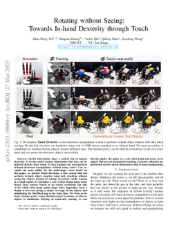 Rotating without Seeing: Towards In-hand Dexterity through Touch
