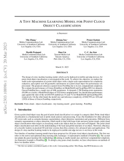 A Tiny Machine Learning Model for Point Cloud Object Classification