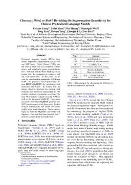 Character, Word, or Both? Revisiting the Segmentation Granularity for
  Chinese Pre-trained Language Models
