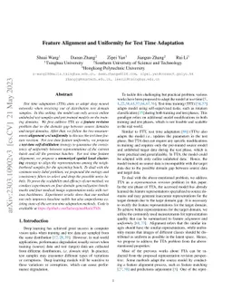Feature Alignment and Uniformity for Test Time Adaptation