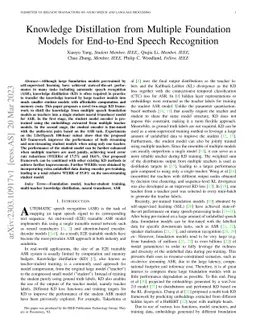 Knowledge Distillation from Multiple Foundation Models for End-to-End
  Speech Recognition