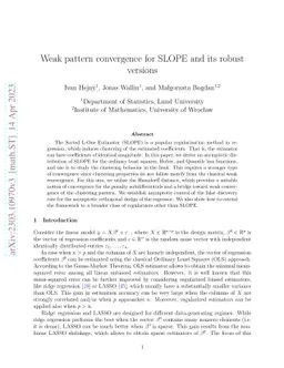 Weak pattern convergence for SLOPE and its robust versions
