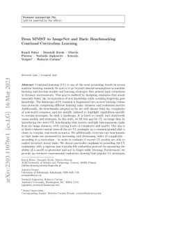 From MNIST to ImageNet and Back: Benchmarking Continual Curriculum
  Learning