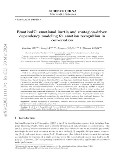 EmotionIC: emotional inertia and contagion-driven dependency modeling
  for emotion recognition in conversation