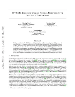 MT-SNN: Enhance Spiking Neural Network with Multiple Thresholds