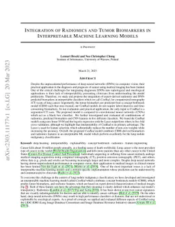 Integration of Radiomics and Tumor Biomarkers in Interpretable Machine
  Learning Models