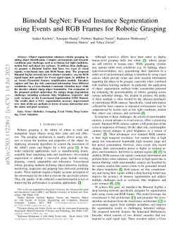 Bimodal SegNet: Instance Segmentation Fusing Events and RGB Frames for Robotic Grasping