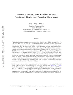 Sparse Recovery with Shuffled Labels: Statistical Limits and Practical
  Estimators