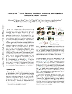 Augment and Criticize: Exploring Informative Samples for Semi-Supervised
  Monocular 3D Object Detection
