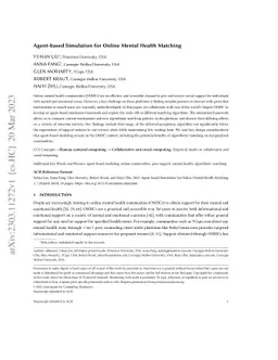 Agent-based Simulation for Online Mental Health Matching