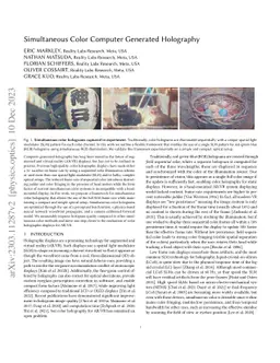 Simultaneous Color Computer Generated Holography