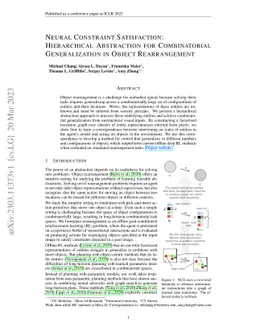 Neural Constraint Satisfaction: Hierarchical Abstraction for
  Combinatorial Generalization in Object Rearrangement