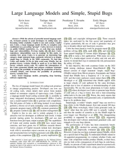 Large Language Models and Simple, Stupid Bugs