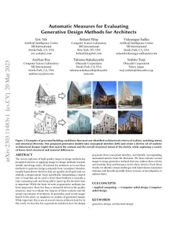 Automatic Measures for Evaluating Generative Design Methods for
  Architects