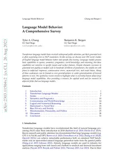 Language Model Behavior: A Comprehensive Survey