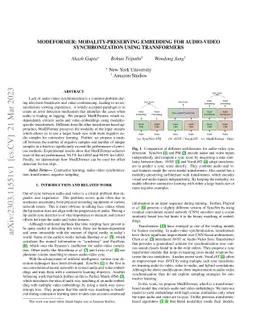 ModEFormer: Modality-Preserving Embedding for Audio-Video
  Synchronization using Transformers