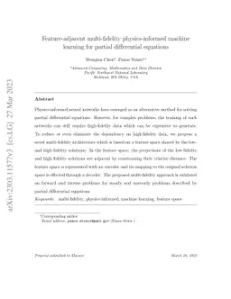 Feature-adjacent multi-fidelity physics-informed machine learning for
  partial differential equations
