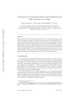 Convergence of variational Monte Carlo simulation and scale-invariant
  pre-training