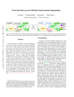 Novel Class Discovery for 3D Point Cloud Semantic Segmentation