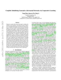 CoopInit: Initializing Generative Adversarial Networks via Cooperative
  Learning