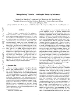 Manipulating Transfer Learning for Property Inference