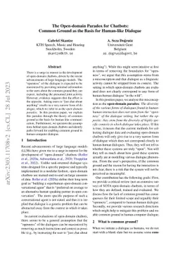 The Open-domain Paradox for Chatbots: Common Ground as the Basis for
  Human-like Dialogue