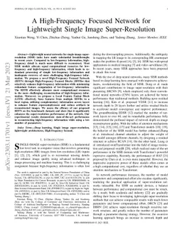 A High-Frequency Focused Network for Lightweight Single Image
  Super-Resolution