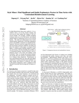 Style Miner: Find Significant and Stable Explanatory Factors in Time
  Series with Constrained Reinforcement Learning