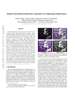 Implicit Neural Representation for Cooperative Low-light Image
  Enhancement