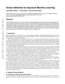 Tensor networks for quantum machine learning