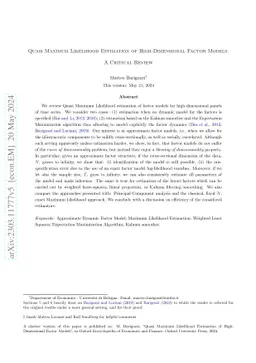 Quasi Maximum Likelihood Estimation of High-Dimensional Factor Models: A
  Critical Review
