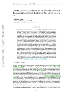 Contrastive Alignment of Vision to Language Through Parameter-Efficient
  Transfer Learning