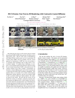 3D-CLFusion: Fast Text-to-3D Rendering with Contrastive Latent Diffusion
