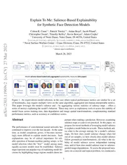 Explain To Me: Salience-Based Explainability for Synthetic Face
  Detection Models