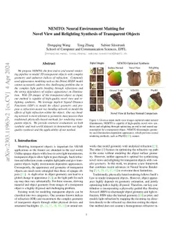 NEMTO: Neural Environment Matting for Novel View and Relighting
  Synthesis of Transparent Objects