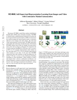 ViC-MAE: Self-Supervised Representation Learning from Images and Video
  with Contrastive Masked Autoencoders