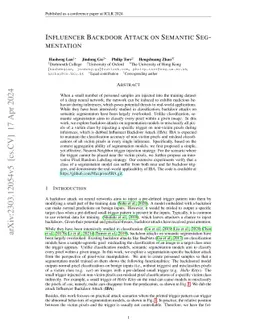 Influencer Backdoor Attack on Semantic Segmentation