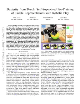 Dexterity from Touch: Self-Supervised Pre-Training of Tactile
  Representations with Robotic Play