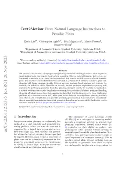 Text2Motion: From Natural Language Instructions to Feasible Plans