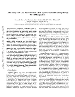 LOKI: Large-scale Data Reconstruction Attack against Federated Learning
  through Model Manipulation