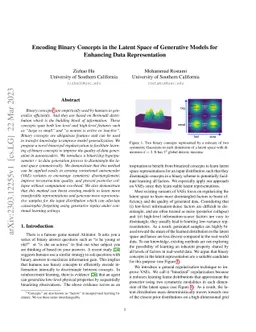 Encoding Binary Concepts in the Latent Space of Generative Models for
  Enhancing Data Representation