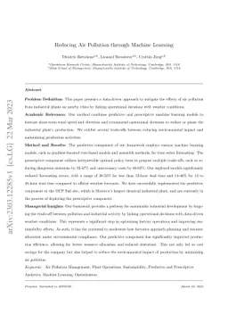 Reducing Air Pollution through Machine Learning