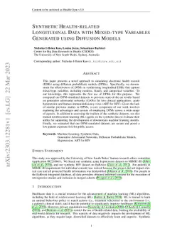 Synthetic Health-related Longitudinal Data with Mixed-type Variables
  Generated using Diffusion Models