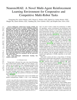 NeuronsMAE: A Novel Multi-Agent Reinforcement Learning Environment for
  Cooperative and Competitive Multi-Robot Tasks