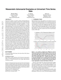 Wasserstein Adversarial Examples on Univariant Time Series Data