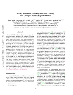 Weakly Supervised Video Representation Learning with Unaligned Text for
  Sequential Videos