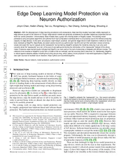 Edge Deep Learning Model Protection via Neuron Authorization