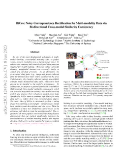 BiCro: Noisy Correspondence Rectification for Multi-modality Data via
  Bi-directional Cross-modal Similarity Consistency