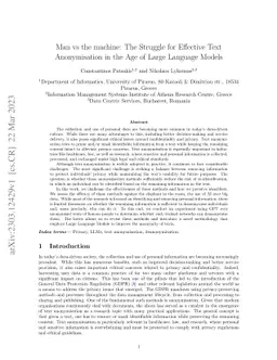 Man vs the machine: The Struggle for Effective Text Anonymisation in the
  Age of Large Language Models